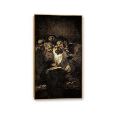 Imagem de Arte de parede Francisco Goya, leitura, impressão em tela famosa reprodução de pinturas a óleo abstratas imagem de arte emoldurada para decoração de casa 55 x 30 cm (22 x 12 polegadas) moldura de
