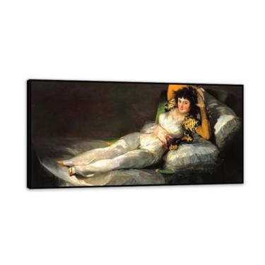 Imagem de Arte de parede Francisco Goya, The Clothed Maja, impressão em tela famosa reprodução de pinturas a óleo abstratas imagem de arte emoldurada para decoração de casa 70 x 70 cm (28 x 28 polegadas)