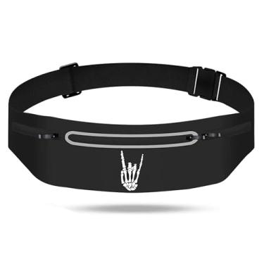 Imagem de Cool Rock Roll Esqueleto Cintura Mão Pochete Suporte de Telefone para Mulheres e Homens, Cinto de Corrida com Caveira com 3 Bolsas, Impermeável Reflexivo Absorção de Umidade Mochila Esportiva