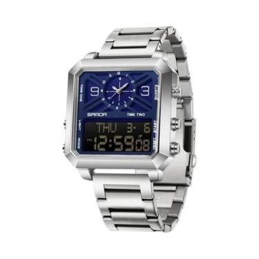 Imagem de Relógio Esportivo Masculino À Prova D'Água Em Aço Inoxidável Com Displ