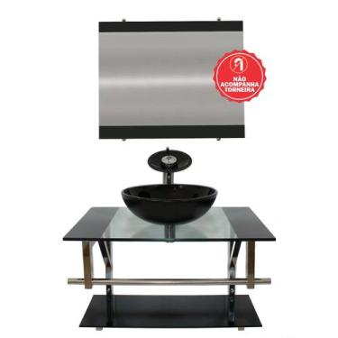 Imagem de Gabinete de Vidro 70cm para Banheiro Bulgária - EKASA, Preto