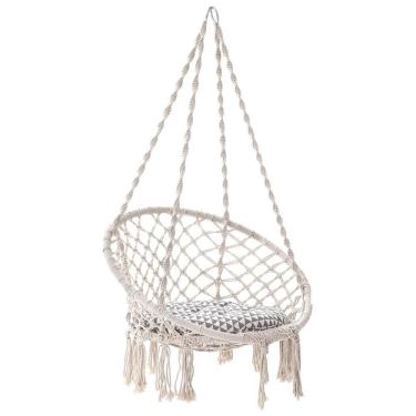 Imagem de Rede Cadeira de Balanço de Algodão Suspensa Quital Varanda Descanso Teto Decoração Trançada Casa Jardim Sacada