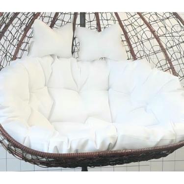Imagem de Almofada para cadeira de balanço tipo rede, almofada dupla para cadeira suspensa em formato de ovo, luxuosa para varanda, quintal ou sacada, ideal para 2 pessoas. Inclui apenas a almofada.