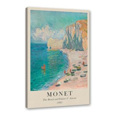 Imagem de Pôster de tela Monet Water Lily Sunrise Claude Monet impressões paisagem vintage imagem de arte de parede sala de estar decoração-galeria pôster (SKU5,12x16 polegadas = (30x40 cm), emoldurado (tela