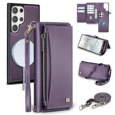 Imagem de BLISLIAR Capa carteira para Samsung Galaxy S24 Ultra com suporte para cartão/carteira/alça transversal | Bloqueio RFID | Magnético | Suporte | Destacável | Capa de couro PU para Galaxy S24 Ultra, 17,3