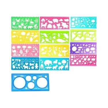 Imagem de Conjunto De Estêncil De Desenho Geométrico Para Crianças, Régua Criati