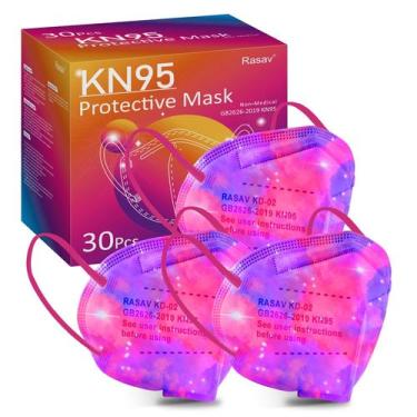 Imagem de Máscaras faciais Rasav KN95, pacote com 30, máscara de segurança contr