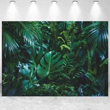 Imagem de 3 x 2,4 m folhas de palmeira tropical verde cenário fotográfico selva floresta tropical safári paisagem natureza fotografia fundo aventura exploração festa decoração decoração estúdio foto adereços