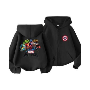Imagem de Moletom Com Capuz Estilo Zíper Do Capitão América Da Marvel Para Menin