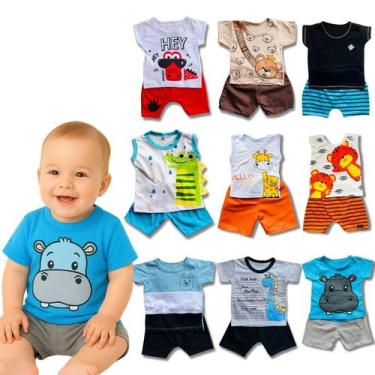 Imagem de Kit Sortido 10 Peças Roupa de Bebê Menino - 5 Camisetas e 5 Shorts - 5