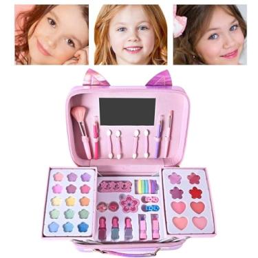Imagem de Kit De Maquiagem Infantil | Brinquedo Cosmético Real com em Forma de Gato | Conjunto de Maquiagem Infantil com em Forma de Gato | para Crianças Brincar de Fingir e Vestir-se Aniversários e
