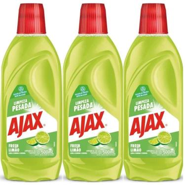 Imagem de Kit 3 Limpador Diluível Ajax Fresh Limão Limpeza Pesada 500ml