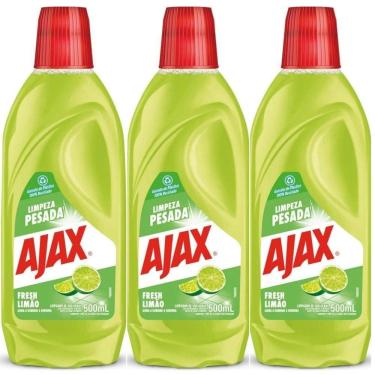 Imagem de Kit 3 Limpador Diluível Ajax Fresh Limão Limpeza Pesada 500ml