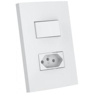 Imagem de Cj Int. + Tomada 20A 4X2 - Enerbras Dubai Branco