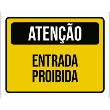 Imagem de Placa Sinalização - Atenção Entrada Proibida Amarela 27X35 - Sinalizo
