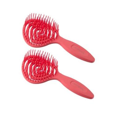 Imagem de Kit 2 Escova De Cabelo Flexível Pirulito Com Cheirinho Morango Profiss