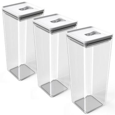 Imagem de Kit Pote Mantimento Hermético 3 Peças de 2,5L Organizador Cozinha Disp