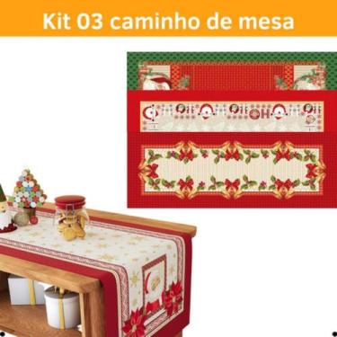 Imagem de Caminho De Mesa Natal Trilhos Mesa Posta Imperdível Kit 3 - Preteli_Im