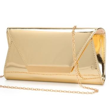 Imagem de Bolsa de ombro feminina de couro envernizado, bolsa de ombro elegante para festa de casamento de Natal, formatura, Ouro 265