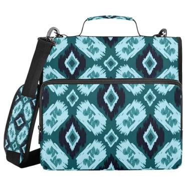 Imagem de SEHANY Fichário de zíper azul e branco com alça de ombro, capacidade para 500 folhas, vários bolsos, fichário com 3 anéis com zíper de 3 cm