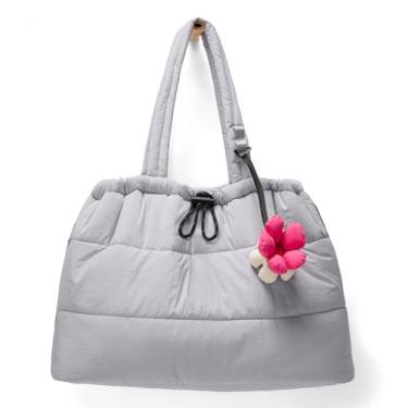 Imagem de OYLOLA Bolsa feminina acolchoada para enfermeira, bolsa de mão fofa para trabalho, escola, tabela, Cinza, Medium