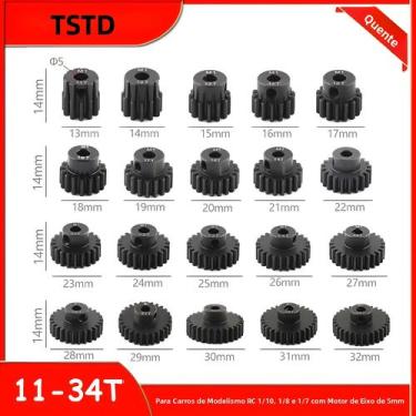 Imagem de Engrenagem De Metal Para Carro RC 1/10 1/8 1/7, Pinhão Com Eixo De 5mm