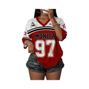 Imagem de Camiseta Feminina De Malha Com Decote Em V, Estampa Chicago, Casual Es