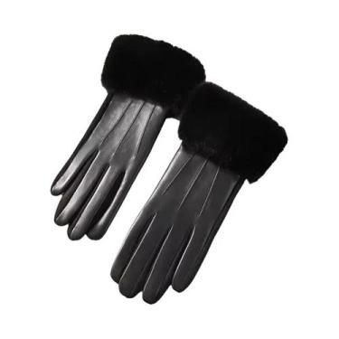 Imagem de Luvas Femininas De Inverno Em Couro PU Com Tela Sensível Ao Toque, Que