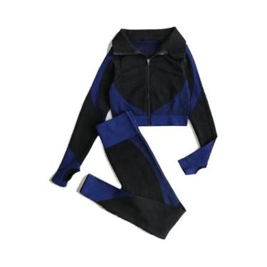 Imagem de Conjunto De Yoga Sem Costura Para Mulheres 2/3 Peças Com Top Cropped D