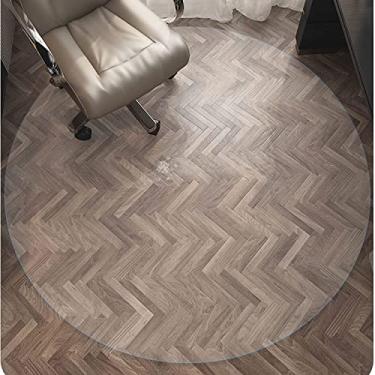 Imagem de Tapetes de vinil transparente – Tapete protetor de piso de plástico durável para pisos de madeira, capa de carpete antiderrapante à prova d'água, tapetes redondos resistentes em vários tamanhos (40,6