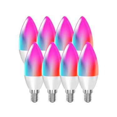 Imagem de CMARS Lâmpadas inteligentes base E12, lâmpadas LED de candelabro compatíveis com Alexa Google Home IFTTT, lâmpada regulável e RGB que muda de cor, lâmpadas brancas ajustáveis para lustre (apenas 2,4