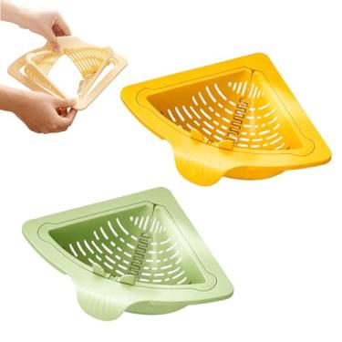Imagem de Cesta magnética de drenagem para pia de cozinha de 2/3 peças, cesta de drenagem e armazenamento de alimentos triangular de abertura conveniente com suporte magnético, filtro de pia de cozinha e