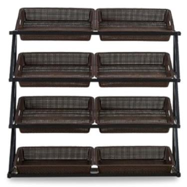 Imagem de Organizador comercial de prateleira de frutas e legumes, suporte de exibição de varejo de 4 camadas, prateleira de armazenamento de cesta de loja de varejo de 109 cm de altura, expositor de boca