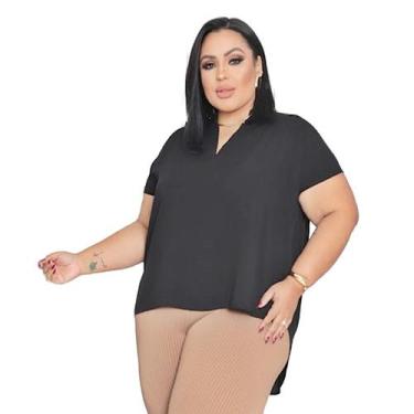 Imagem de Blusa Evangelica Plus Size Elegante Moda Evangélica Soltinhas Gola V /