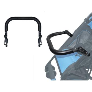Imagem de Barra universal de para-choque para carrinho de bebê, alça de apoio de braço com ângulo ajustável, acessório para carrinho de bebê com capa de couro PU preto