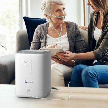 Imagem de 90% Portatil Concentrador de ox Domestico com tubo de Oxigenio 1-7 Níveis Maquina de oxigenio Ajustáveis de baixo ruído 42dB com acessórios completos Para casa110V