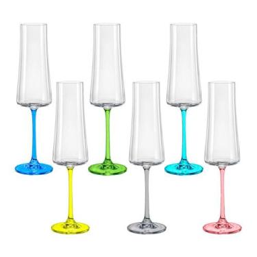 Imagem de Taça de Cristal Bohemia Para Champanhe 210 ml Colorida Xtra 6 Peças - 