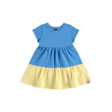 Imagem de Vestido Infantil em Meia Malha Bee Loop, Azul, 1