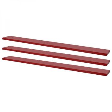 Imagem de Kit 3 Prateleiras 100 X 20cm Vermelha Suporte Invisível