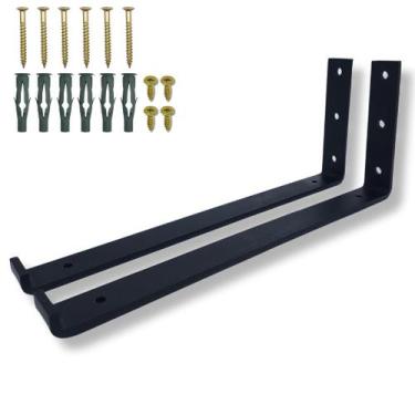 Imagem de Kit 2 Suportes De Parede Aço Reforçado 30cm Formato L Para Prateleira 