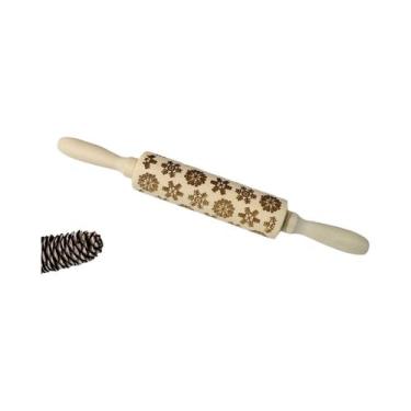 Imagem de Rolo De Massa De Madeira Temático De Natal Com Gravação 3D E Padrão De