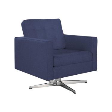 Imagem de Poltrona Fk Giratória Linho Azul Base Alumínio