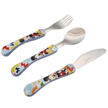 Imagem de Conjunto de Talheres Mickey 3 Peças Garfo Faca Colher Inox Disney Infa