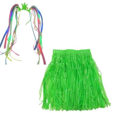 Imagem de Kit Fantasia Saia Metalóide Neon Tiara - DREAM IN BOX, Verde