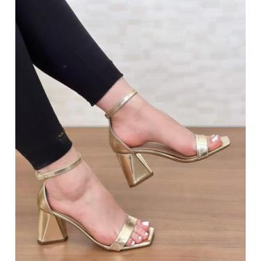 Imagem de Salto gisele 8cm 33 ao 40 sandalia feminina salto alto festa cor:doura