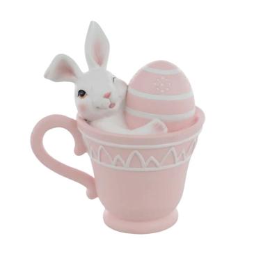 Imagem de Coelho De Pascoa Tea Party Na Caneca Rosa 15cm 1094503 1Unid
