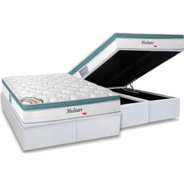 Imagem de Cama Box Baú King: Colchão Molas Masterpocket Ensacadas Herval Meditare + Base White(193X203)