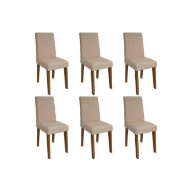 Imagem de Cadeira Sala de Jantar Milena Kit 6 Un Savana/Suede Bege - Cimol