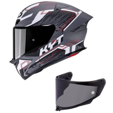 Imagem de Capacete KYT TT Revo Speeding Preto e Cinza Mais Viseira Fumê-Masculino