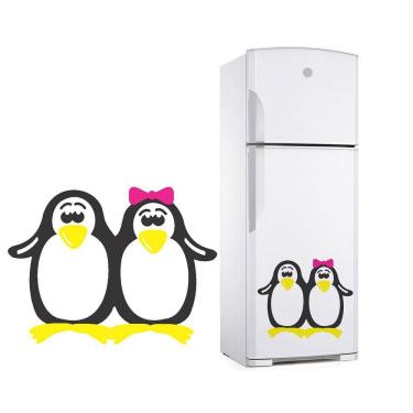 Imagem de Adesivo Decorativo De Geladeira E Parede Casal De Pinguim